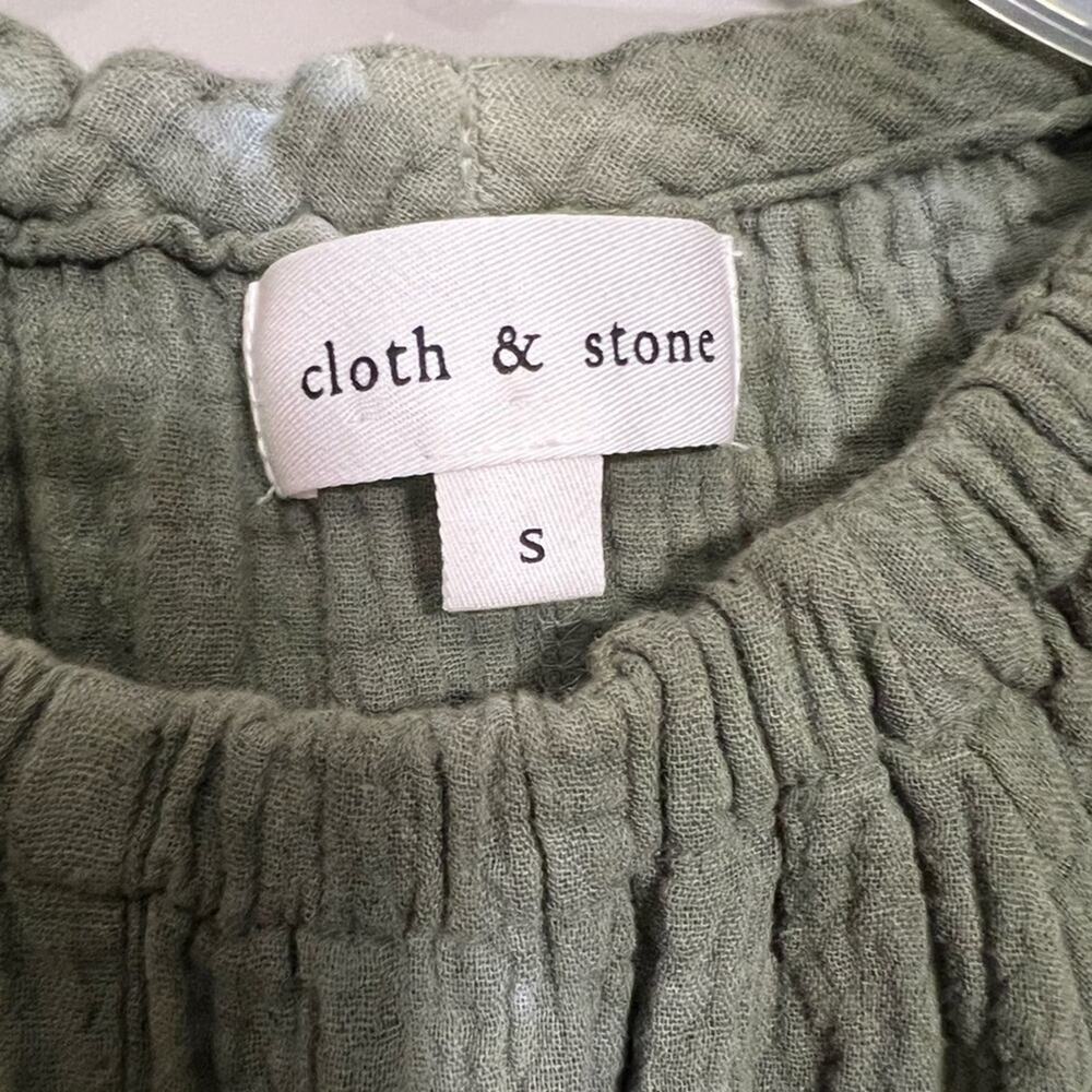 Like New Cloth & Stone Anthropologie Small Tie Dye Long Sleeve Top Raw Hem Green - Picture 3 of 6